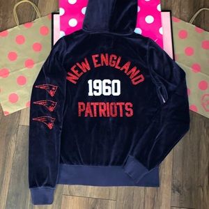 VS PINK size MED RARE Discontinued NFL Line New England Patriots Velour Hoodie.